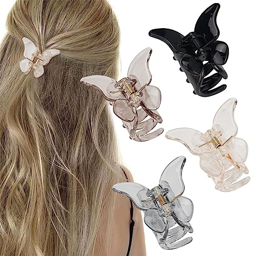 4 Pezzi Farfalla Mollette per Capelli Sottili, Fermaglio per Donna Elegante, Piccole, Pinze Fermagli Bambina Accessori