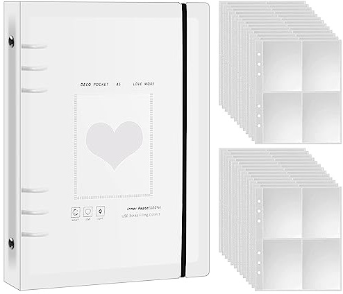 Hoxfly Photocard Binder Album Fotografico, A5 Raccoglitore ad Anelli Raccoglitore, 6 Fori Photocard Album, Trasparente Raccoglitore Anelli, Album Fotografico Portatile con Copertina Smerigliata