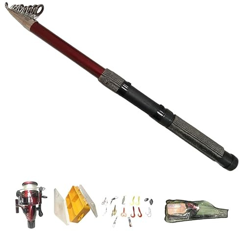 Pack caña de Pescar 03 Trimax 4,5m con Funda | Kit Completo de caña de Pescar telescópica Ultraligera + Carrete + Caja organizadora de Aparejos (anzuelos, Flotador, emerillones, Bajos de línea)