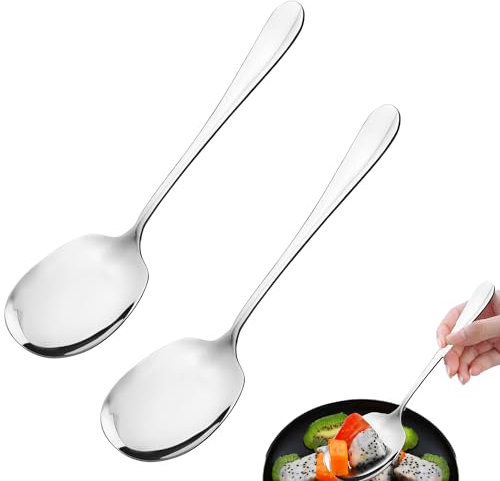 Fzyisw 2 Pezzi Cucchiaio da Portata 21CM Cucchiaio da Portata in Acciaio Inox, Cucchiai da Portata Grandi, Cucchiai da Portata con Manico Lungo, Cucchiaio da Portata per Cucina e Sala da Pranzo