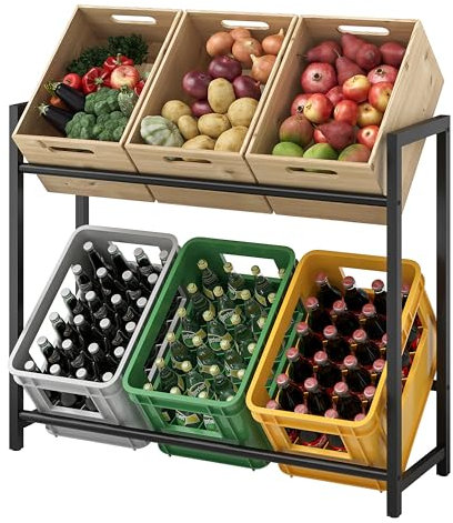 STEELSØN Macondo Getränkekistenregal für 6 Kisten – stabiles & platzsparendes Getränkeregal – verstellbares Kistenregal Schwarz Metall – Kastenständer für Getränkekisten & Obst – Bierkisten Regal