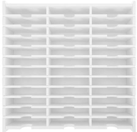 Zerodeko White Wooden Cd Storage Box 33cm Desktop Multi-Grid Dvd Case Holder with Secure Closure for Home and Office Disc Protection