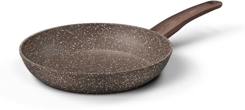Innerwell Non-stick stekpanna 28 cm, stora pannor induktion, granit non-stick beläggning, PFOA-fri, reptålig aluminiumstekpanna (brun)