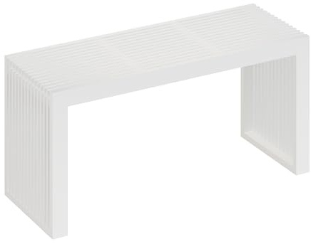 APRTAT Bamboo Dining Bench Indoor Long Entryway Shoe Rack Benchs,Outdoor Modern Wood Benches 35 Inch Bamboo Bench for Living Room Hallway Bedroom Bathroom White