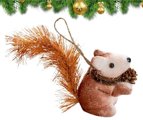 Adorno de Navidad de ardilla | Ardilla mullida con piña de pino, bonito colgante de animales, adorno navideño para los amantes de las ardillas, decoración del hogar