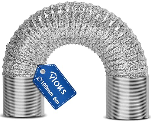VIOKS 6 meter frånluftsslang 100 mm för 100 erR luftflödessystem – universellt frånluftsrör köksfläkt frånluftsslang luftkonditioneringsenhet 100 mm slang torkare frånluftsslang för luftkonditionering