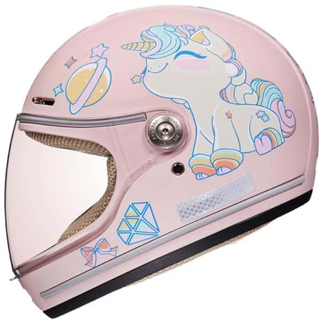 Casco integral de motocicleta con visera, ideal para niños y niñas, ideal para ciclomotor, motocross, karts, motocross, scooter eléctrico, etc. Pink A1