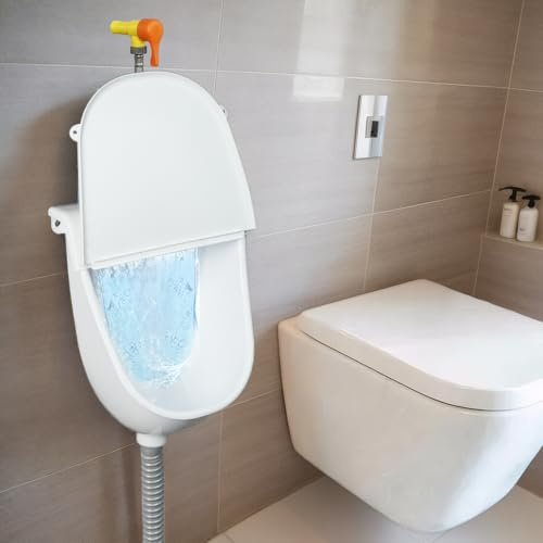 Orinal comercial montado en la pared con tapa con bisagras, urinario de baño para hombres, urinarios de plástico para hombres, urinario sin agua, urinario de garaje, desviador de orina al aire libre