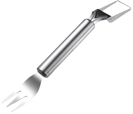 Zuasdvnk Affettatrice per frutta in acciaio inox, strumento per tagliare l'anguria, strumento per tagliare la, mango, senza manico scorrevole, doppia testa per la preparazione di insalate di