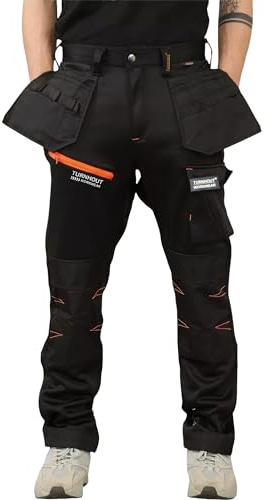 Turnhout Mens Safety Cargo Combat Workwear Water Resistant Work Trousers Knee Pad Pockets Working Pants Durable Super Stretch Jogger Multiple Storage Pockets