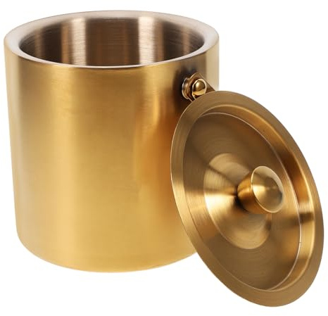 LIFKOME Cubitera De Acero Inoxidable Mediano para Fiestas De Verano Incluye Soporte para Botellas Cuello De Oso Bandeja para Hielo y Contenedor para Cubitos De Hielo