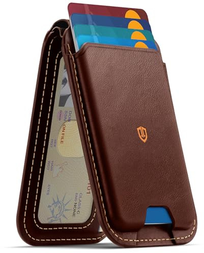 Shieldon Porte Carte Magnétique Cuir Véritable pour MagSafe, Café Rétro