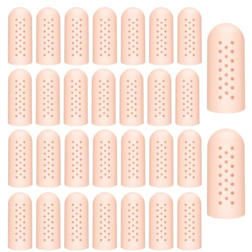 30 Pcs Gel Finger Cots with Air Holes, Silicone Finger Protectors, Finger Sleeves, Wound & Finger Crack Protection Gloves