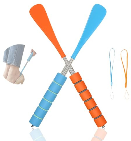 2 calzadores telescópicos extensibles 30 – 71 cm, calzador de acero inoxidable, ajustable, pequeño y largo, adecuado para hombres, mujeres, personas mayores, viajes