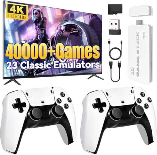 Console de Jeux vidéo 4K Mini avec Deux manettes sans Fil, Connexion HDMI 4K Haute définition à la télévision, Plus de 20 000 Jeux intégrés, Stockage de 64 Go