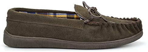 Herr brunt läder mockasintofflor slip on skor storlek UK 6-11
