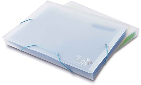 Rapesco 1101 ECO Expanderbar Projektmapp, 13 Fack, A4+, Transparent | Gröna eller Blå Avdelare