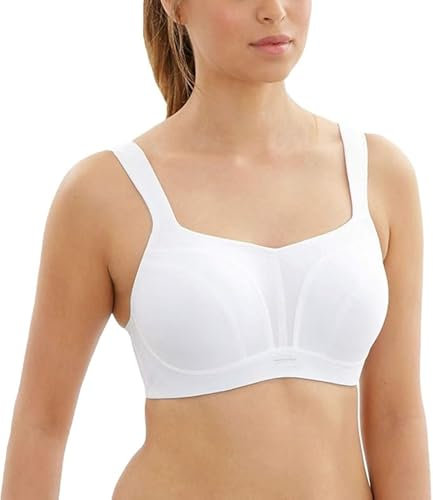 panache Women's Full Cup Plain Sports Bra, White, Size: 34FF