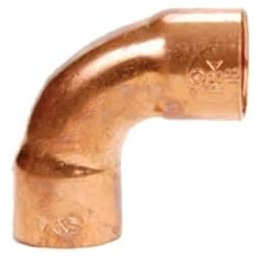 Curva in rame FF 90° raggio largo 16mm per tubo rame a saldare