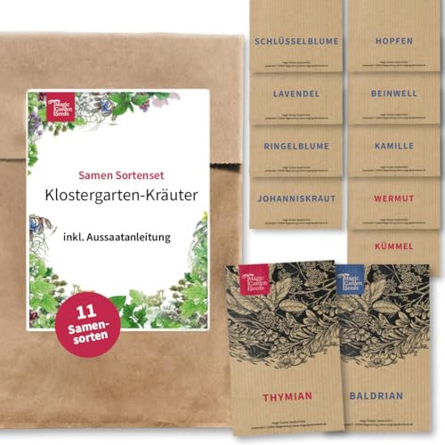 Klostergarten-Kräuter - Samenset mit 11 traditionnellen Heil- und Küchenkräutersorten Grundset