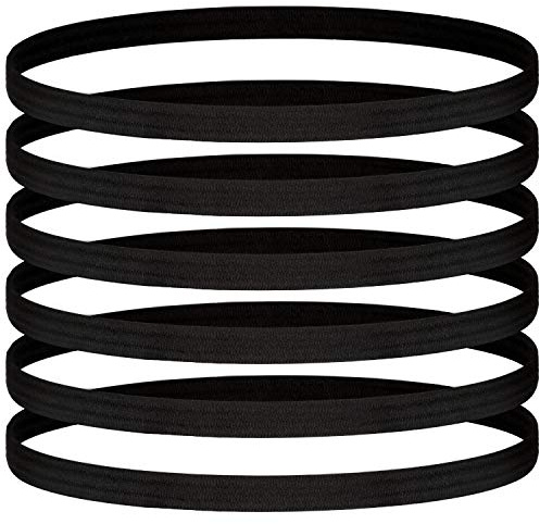 WILLBOND 24 Pcs Thin Elastic Sports Headbands Black Athletic Hair Bands