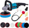 KATSU Polisseuse de Voiture, 1200W 150mm 180mm Machine à Cirer de Polissage de Voiture électrique, Kit de Détail de Voiture, 6 Vitesses Variables, avec 16 Accessoires 101327E