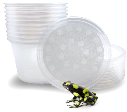 16 oz Deli Cup and Fabric Vented Insect Feeder lids by Snout & Shell - Pack of 10 Cups and lids