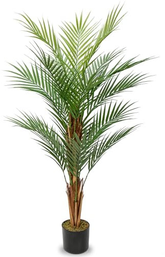 Oairse Artificial Palm Tree 122CM Tall with 19 Lifelike Trunks Faux Areca Palm Decorative Fake Plants in Pots Tall Silk Plant for Indoor Home Office Living Room Floor Decor, 4FT