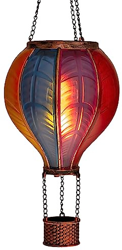 LED-solcellsballong med lågeffektsbelysning | lampa med 20 varma vita lampor | trädgårdslykta för upphängning | inkl. metallkedja | total höjd ca 40,5 cm (regnbåge)