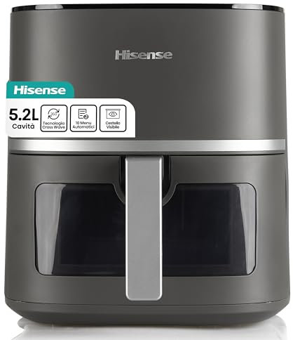 Hisense HAF1600D - 10 programmi automatici, temperatura 40-200°C, 5,2L, potenza massima 1600W, display LED e comandi touch, finestra