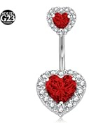 LAURITAMI 14G Piercing Ombelico Titanio,1 Pezzi Piercing Titanio Ombelico Cuore CZ Barre dell'ombelico Gioielli del Corpo per Donne Uomini 10mm Lunghezza