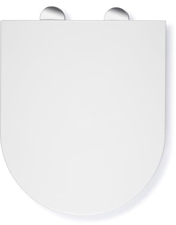 Croydex Kisdon Slimline D Shaped Soft Close Toilet Seat - with Quick Release Button for Easy Cleaning, Durable Scratch-Resistant Thermoset Plastic, Adjustable Flexi-Fix Hinges, Simple DIY Installation