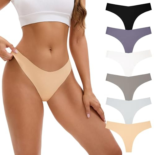 INNERSY Stringtrosa dam sömlösa sexiga sömlösa trosor tunna sömlösa underkläder 6-pack