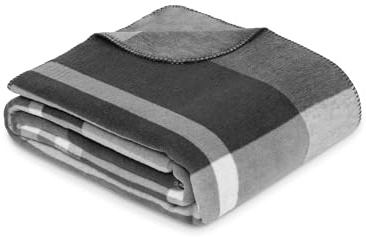Ibena Falkland Decke 150x200 cm - Baumwollmix weich, warm & waschbar, Kuscheldecke grau kariert