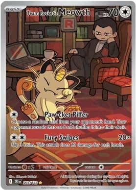 Team Rocket's Meowth 203/182 Illustration Rare Pokemon Card | Destined Rivals | Pokemon TCG Scarlet & Violet Series | Titan Authenticated