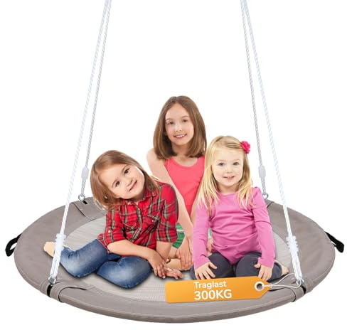 Trekassy Columpio nido para exteriores, 100 cm, para hasta 300 kg, 900D Oxford, resistente al agua, 2 correas de columpio de 3 m, columpio ajustable para interior y exterior para niños (arena)