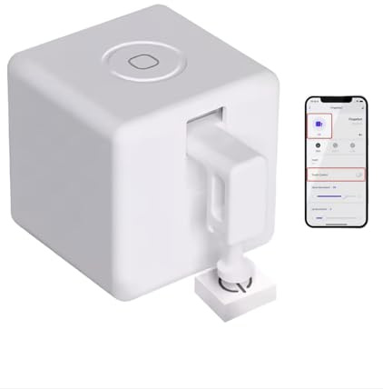 Smart Button Pusher Fingerbot, Bluetooth Wireless Smart Switch Controller, No Wiring, Touch & App Control via Smart Life Tuya, Voice Control with Alexa & Google Home via Compatible Hub (White)