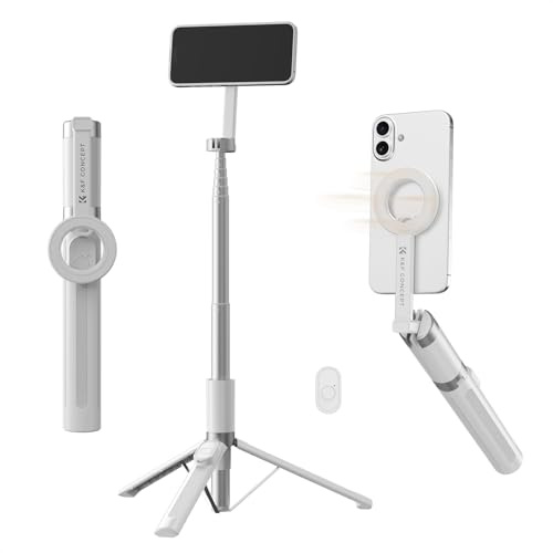 K&F CONCEPT 180cm Trípode Palo Selfie Magnético Aluminio para Móvil Blanco