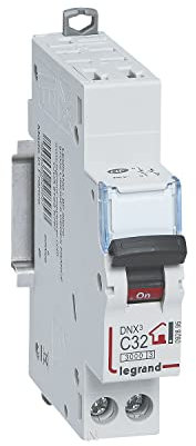 LEGRAND - Disjoncteur Phase + Neutre 230V DNX³ - Pouvoir de Coupure 3000A - 32A Courbe C - Bornes automatiques - 1 Module - Fabriqué En France