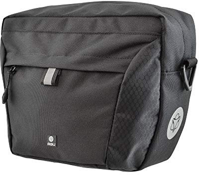 AGU Performance DWR Lenkertasche Fahrrad, 4L Fahrradtasche Lenker, Wasserabweisend, Reflektierend, 100% Recyceltes Polyester - Schwarz