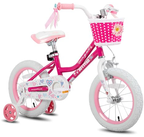 JOYSTAR 14 Inch Girls Bike Toddler Bike for 3 4 5 Years Old Girl 14 Kids Bikes for Ages 3-5 yr with Training Wheels and Basket Children's Bicycle in Fuchsia