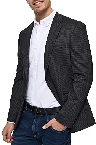 JEFF Herren Oscar Sakko mit Stretch | Anzugjacke Jackett Herrenblazer Fischgrätenmuster oder Kariert Mini Check, 44
