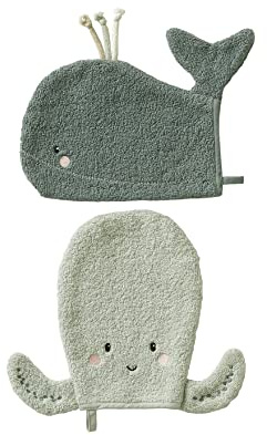 VERTBAUDET Lot de 2 gants de toilette Animorigolo bleu TU