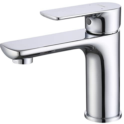 Korec Grifo de baño,Grifo de Lavabo,Grifo Monomando de Lavabo,Grifo Monomando Lavabo,Grifo Lavabo,Núcleo de válvula de latón y cerámica,Conexión EU 3/8″ (cromo).
