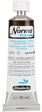 Schmincke - NORMA® Blue, 21624009, feinste wasservermalbare Künstler-Ölfarben, höchstpigmentiert, lichtecht, vegan, Natürl. Umbra gebrannt - 35 ml
