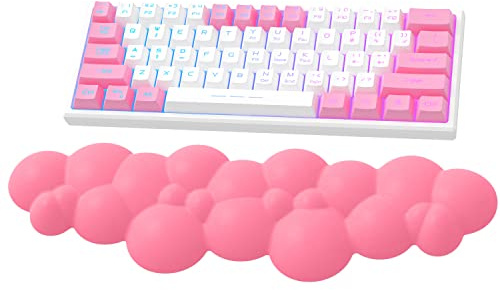 ATTACK SHARK Cloud Keyboard Wrist Rest, PU Leather Memory Foam,Ultra-Soft | Keyboard Palm Rest with Ergonomic Support,Hand Cushion,Non-Slip Base, Desk Cloud Wrist Pad for PC Gaming/Office,Rose