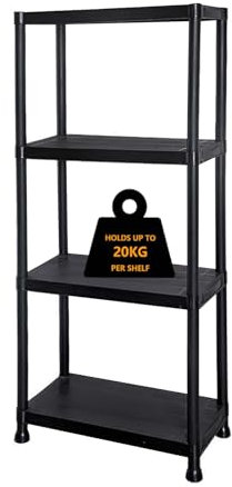 3/4/5 Tier - Plastic Shelving Unit | Garage Shelving Units | Storage Shelves | Shelving Units for Storage | Plastic Racking | Racking Shelving Unit Warehouse, Garage, Shed, and Workshop (4 Tier)