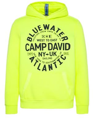 Camp David Herren Hoodie mit rundem Puff Print Neon Lime L