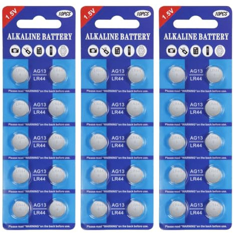 XURILAI 30 Stück AG13 LR44 1.5V Alkaline Knopfzelle Batterien Ohne Quecksilber (357/357A/L1154/A76/GPA76)