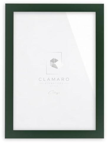 Clamaro Cornice Multipla Collage, Legno MDF, Verde Scuro, 21 x 29,7 cm | Fatto a Mano in Germania, Larghezza Modanatura 30 mm, con Pannello Posteriore e Gancio Dentato, per Verticale e Orizzontale